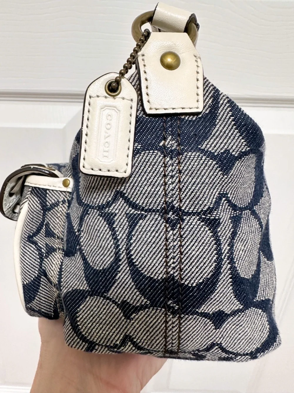 Coach 2006 Legacy Hamptons Mini Shoulder Bag Denim Signature Canvas Rare Y2K